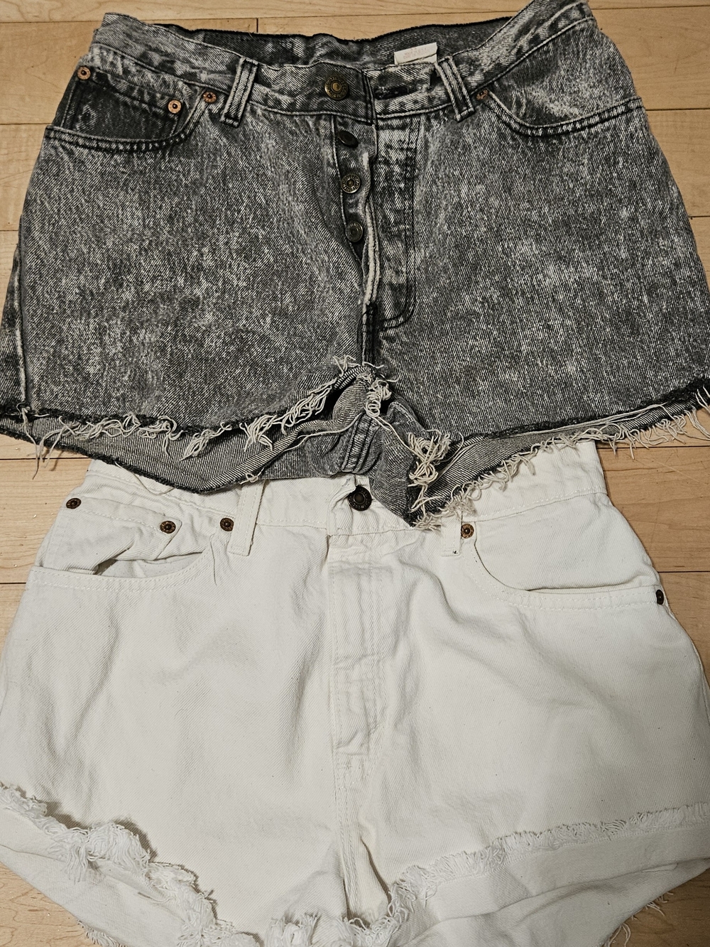 Levi's Black Acid Wash & White High-Waist Jean Shorts